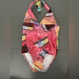 Terez girls size 2 one piece ice cream pattern swimsuit. NWT
